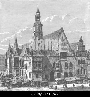 Polonia: Municipio di Wrocław, antica stampa c1885 Foto Stock