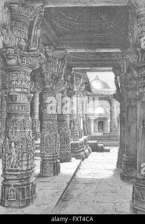 INDIA: un tempio Jain, Mount Abu, antica stampa c1885 Foto Stock