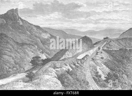 INDIA: Bhor Ghat-Gradient della ferrovia Khandala, antica stampa c1885 Foto Stock