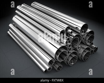 Il tubo di acciaio, metallo-roll (fatto in 3d) Foto Stock