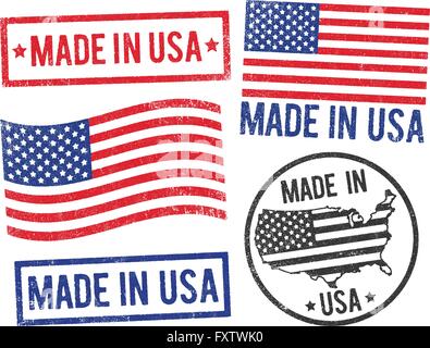 Made in USA timbri Illustrazione Vettoriale