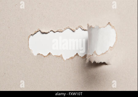 Grana carta strappata con mezzo pezzo di medio e il luogo per il testo Foto Stock