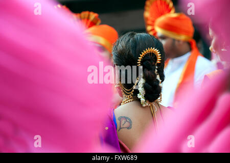 L'immagine della processione è stato girato in Girgaon Mumbai, Maharashtra, India Foto Stock