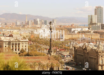 Scenic vista aerea di Barcellona, Spagna Foto Stock