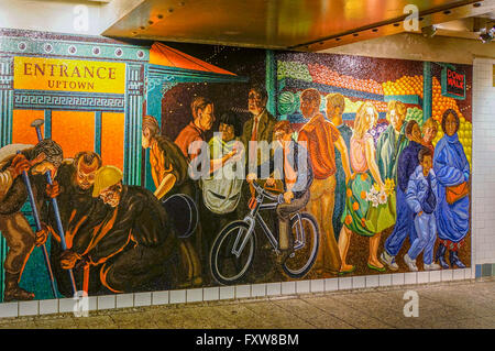 Murale a Times Square, la metropolitana di New York City Foto Stock