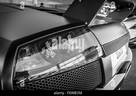 Le luci di stop posteriori delle auto sportive Lamborghini Murcielago PL650R, 2007. Foto Stock