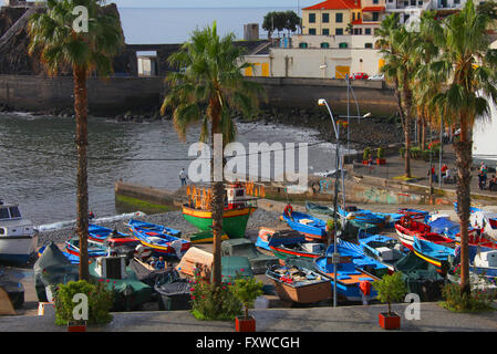 Barche da pesca in porto la telecamera DE LOBOS MADEIRA 12 Dicembre 2014 Foto Stock