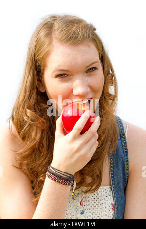 Ragazza,apple,mangiare,la dieta,donna,frutta,sano,la salute Foto Stock