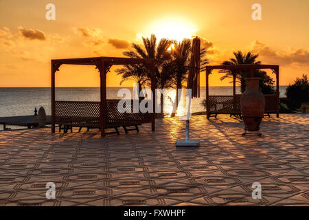 Tramonto a Marsa Alam, Mar Rosso, Egitto Foto Stock