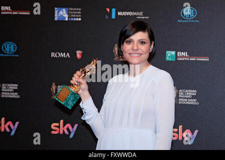 Roma, Italia. 18 Aprile, 2016. Antonia Truppo cerimonia David di Donatello la cerimonia di premiazione. Foto: Samantha Zucchi/Insidefoto/Alamy Live News Foto Stock