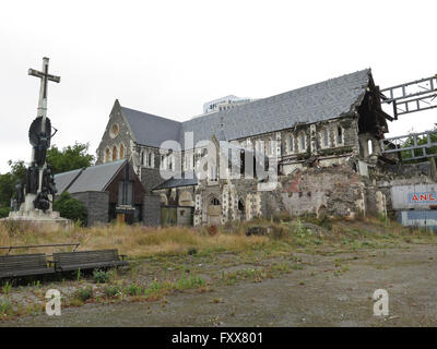 Resti della Cattedrale di Christchurch, Christchurch, South Island, in Nuova Zelanda dopo il terremoto del 2011. Foto Stock