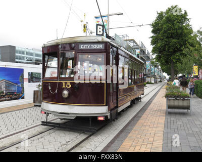 Christchurch Tram, nell Isola del Sud, Nuova Zelanda, post terremoto del 22 febbraio 2011 Foto Stock