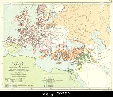 Europa ecclesiastica 814-1066annuncio: Provincia Diocesi nestoriana giacobita, 1897 Mappa Foto Stock