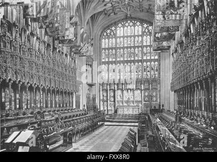 WINDSOR: alla cappella di San Giorgio, coro, antica stampa 1897 Foto Stock