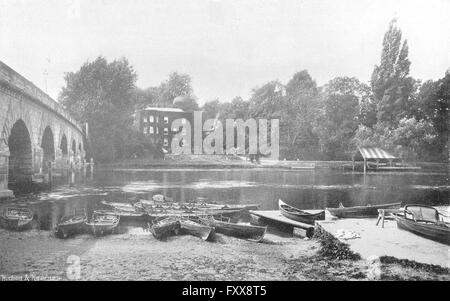 BERKS: Maidenhead ponte di barche, antica stampa 1897 Foto Stock