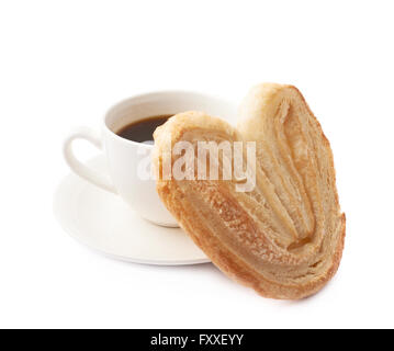 A forma di cuore ad cookie e caffè Foto Stock