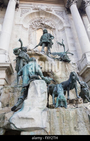 Fontana di Mattia, Castello di Buda, Budapest, Ungheria Foto Stock