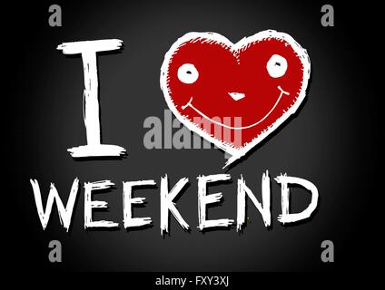 Io amo il venerdì e il tipo di font con segni io amo i fine settimana Illustrazione Vettoriale