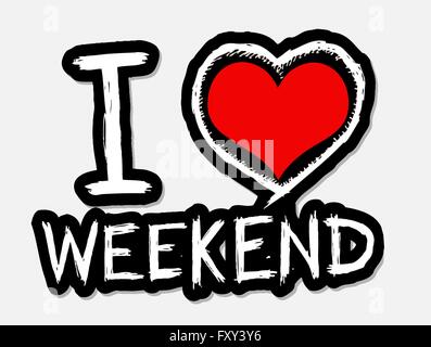 Io amo il venerdì e il tipo di font con segni io amo i fine settimana Illustrazione Vettoriale