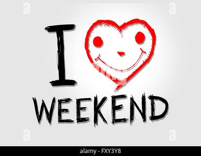 Io amo il venerdì e il tipo di font con segni io amo i fine settimana Illustrazione Vettoriale
