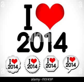 Io amo 2014 mi piace 2014 Felice Anno Nuovo Illustrazione Vettoriale