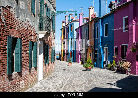 Case colorate di Burano, Venezia, Veneto, Italia Foto Stock