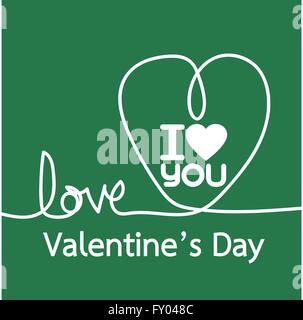 Cuore di linea e scheda di San Valentino Illustrazione Vettoriale