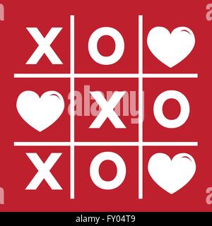 Happy Valentines Day card , Tic Tac Toe gioco ,cross , cuore segno, xoxo Illustrazione Vettoriale