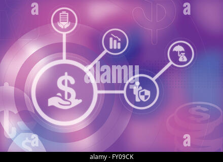 Mano umana tenendo Dollar simbolo della moneta rappresenta il concetto di sicurezza e protezione Foto Stock