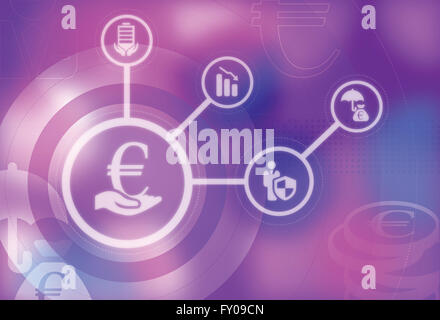 Mano umana tenendo Unione europea valuta rappresenta il concetto di protezione di valuta Euro Foto Stock