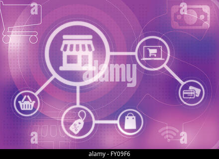 Immagine illustrativa che rappresentano il concetto di shopping online Foto Stock