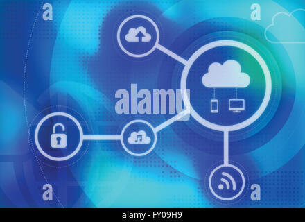 Immagine illustrativa di secure cloud computing concept Foto Stock