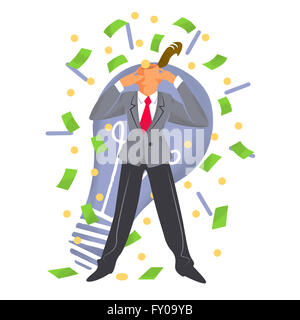 Imprenditore pensieroso il cervello pieno di idee Foto Stock