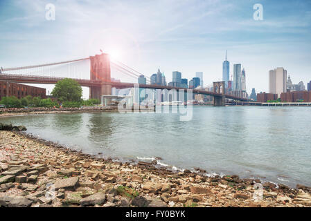 Ponte di Brooklyn a New York City Foto Stock