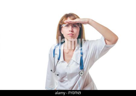 Il medico controlla il lavoro Foto Stock