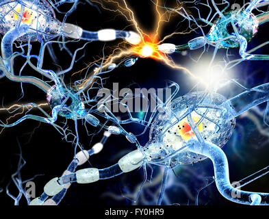 Le cellule nervose, concetto per malattie neurologiche, tumori e chirurgia cerebrale. Foto Stock