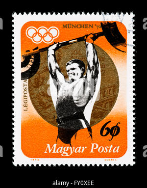 Francobollo da Ungheria raffigurante un atleta per il 1972 Giochi Olimpici Estivi di Monaco di Baviera, Germania. Foto Stock