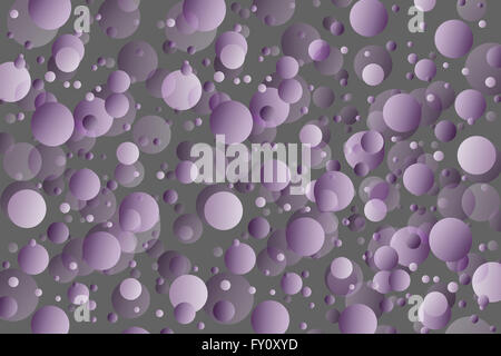 Le sfere viola su sfondo grigio. Le sfere sono disposte al di sopra di tutta l'immagine. Foto Stock