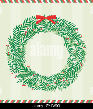 Cornice rotonda fatta con albero di Natale le foglie che rappresentano il Natale Foto Stock