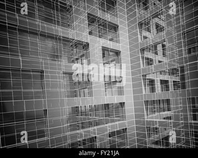 Abstract architettura moderna lo sfondo con il filo di trama a righe, 3D render illustrazione Foto Stock