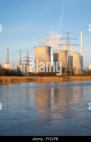 Turbine a gas a ciclo combinato impianto sul fiume Lippe, Gersteinwerk Power Plant, Stockum, Werne, Renania settentrionale-Vestfalia, Germania Foto Stock