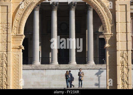 Palmyra di Arco di Trionfo ricreato in Trafalgar Square, Central London, England, Regno Unito Foto Stock