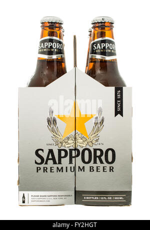 Winneconne, WI -3 Nov 2015: six pack di birra Sapporo. Foto Stock