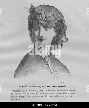 Moda: elegante signora parigina, antica stampa 1869 Foto Stock