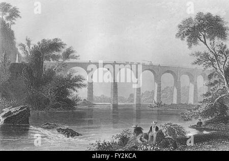 Viadotto sul Baltimora e Washington Railroad, Maryland. WH BARTLETT, 1840 Foto Stock