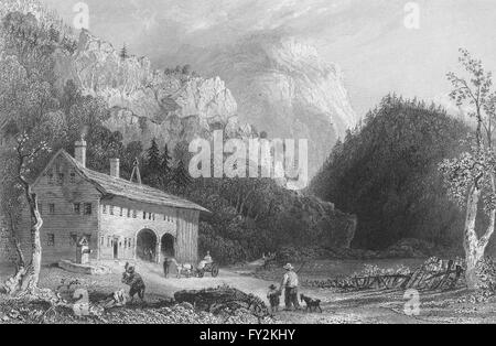 La tacca House, White Mountains, New Hampshire. WH BARTLETT, antica stampa 1840 Foto Stock