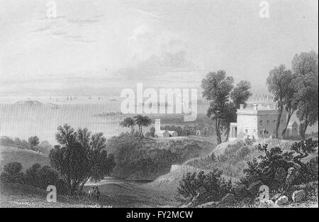 Vista dalla Gowanus' altezze, Brooklyn, New York. WH BARTLETT, antica stampa 1840 Foto Stock