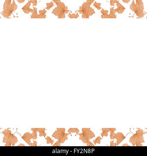Sfondo bianco cornice con bordi decorati con motivi floreali design collage in pallidi toni di marrone Foto Stock