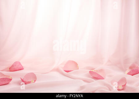 Petali di rosa sul morbido come seta Foto Stock