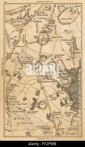 CLAPHAM: Streatham,Dulwich,Tooting,Mitcham,Croydon,Brixton,Stockwell, 1786 Mappa Foto Stock